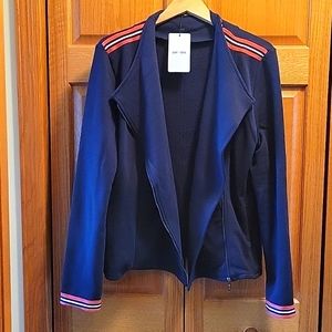 NWT Saint + Sofia Cotton Biker Jacket- Navy Stripe (2XL)